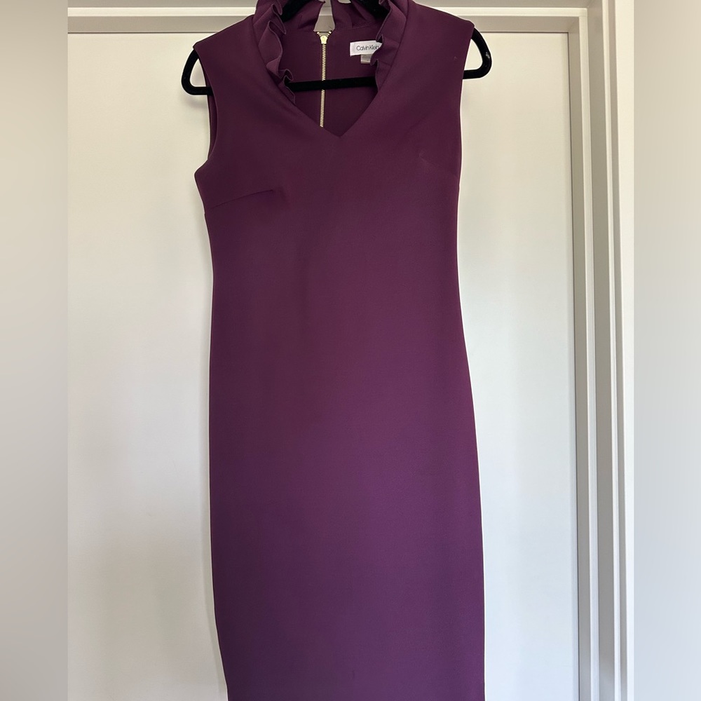 Calvin Klein Ruffle Neckline Dress
